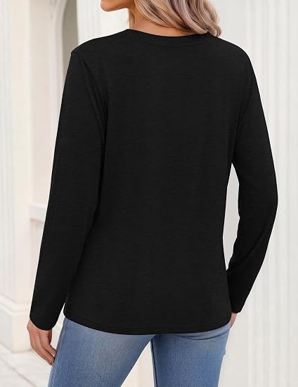 Womens Tops Long Sleeve V Neck Tee Shirts Cute Dressy Casual Clothing Business Work Blouse